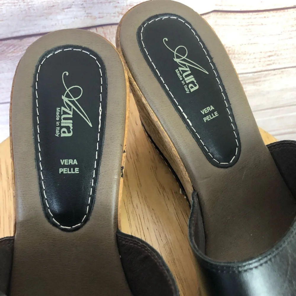 Azura Made in Italy Wedge Black Sandal SzEUR41/9‎